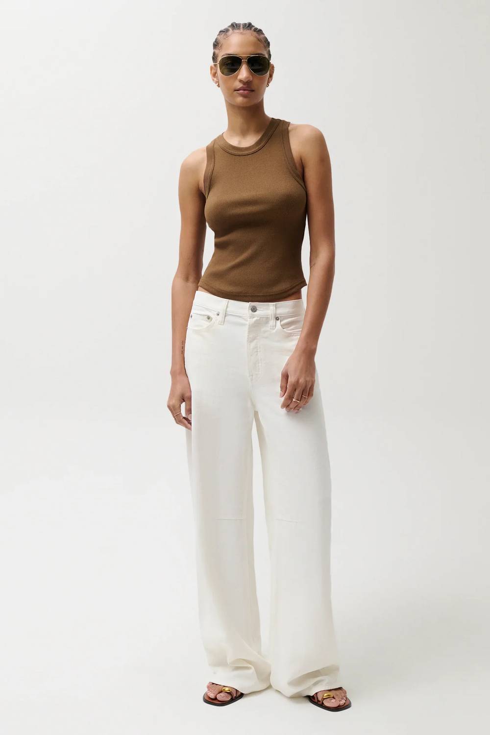 Pistola - Sydney High Rise Linen Bowed Wide Leg Jeans