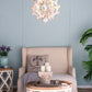 6 Light White Wood and Iron Chandelier with Adjustable Chain