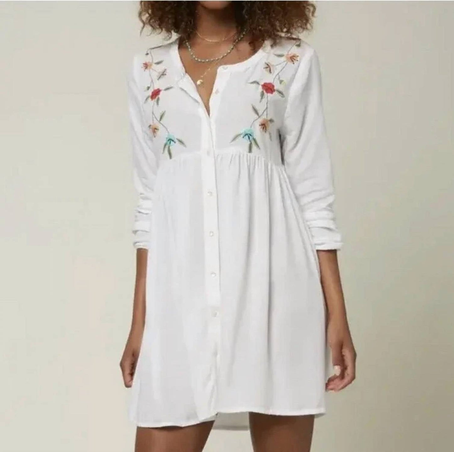 O'Neill - Edan Embroidered Button Up Mini Dress