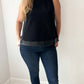P.Cill - Faux Leather Contrast Top