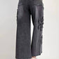 Easel - Wide Leg Denim Daisy Stretch Pants