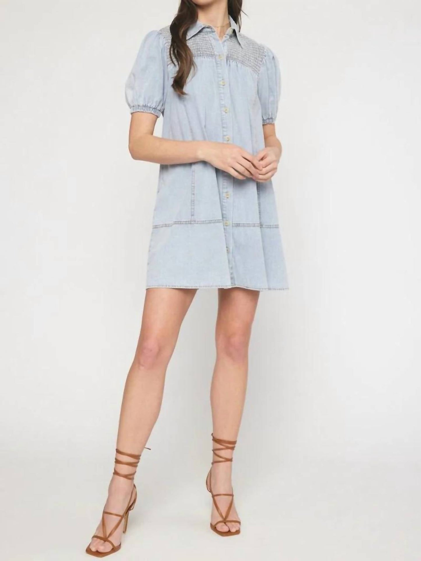 Entro - Denim Smocked Dress