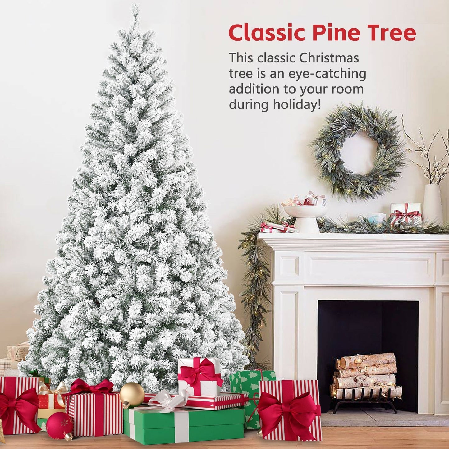 4FT Flocked Christmas Tree with 233 Tips
