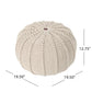 Bordeaux Knitted Cotton Round Pouf Ottoman and Floor Cushion