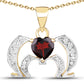 14K Yellow Gold Plated 1.05 Carat Genuine Garnet and White Topaz .925 Sterling Silver Pendant
