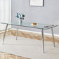 Modern Rectangular Glass Dining Table For 4-6 People With Tempered Glass Countertop