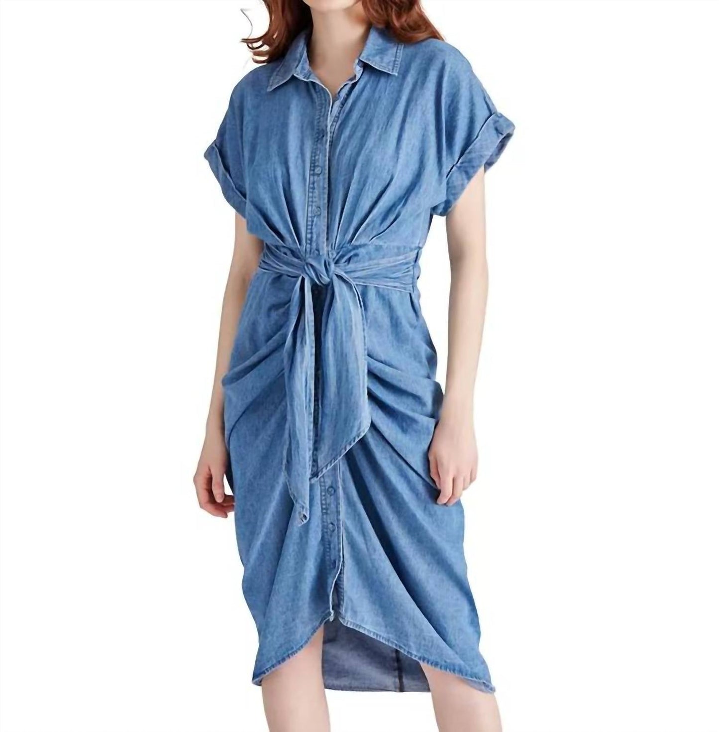 Steve Madden - Rouched Waist Tie Midi Dress