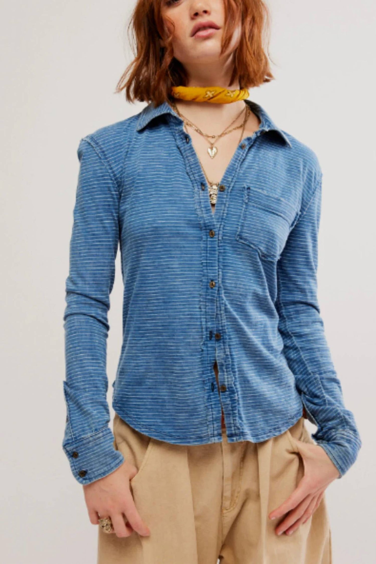 Free People - Blue Blue Shirting Button Down