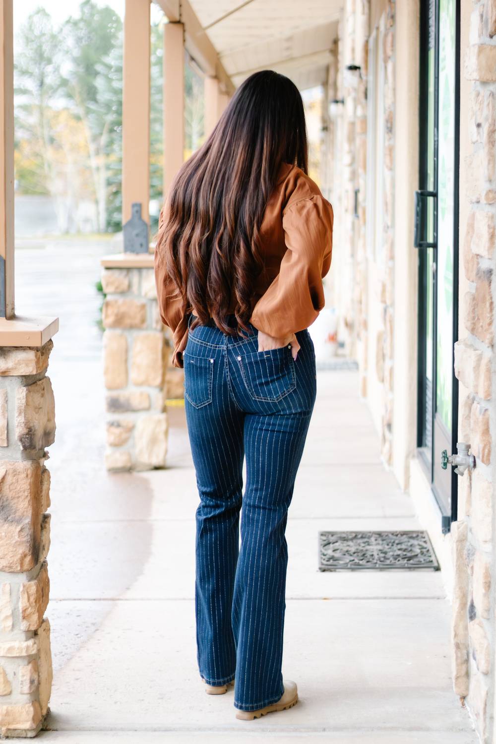 Vibrant M.I.U - Metallic Stripe Bootcut Pants