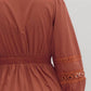 Entro - Rust Lace Inset Smocked Waist Short Dress