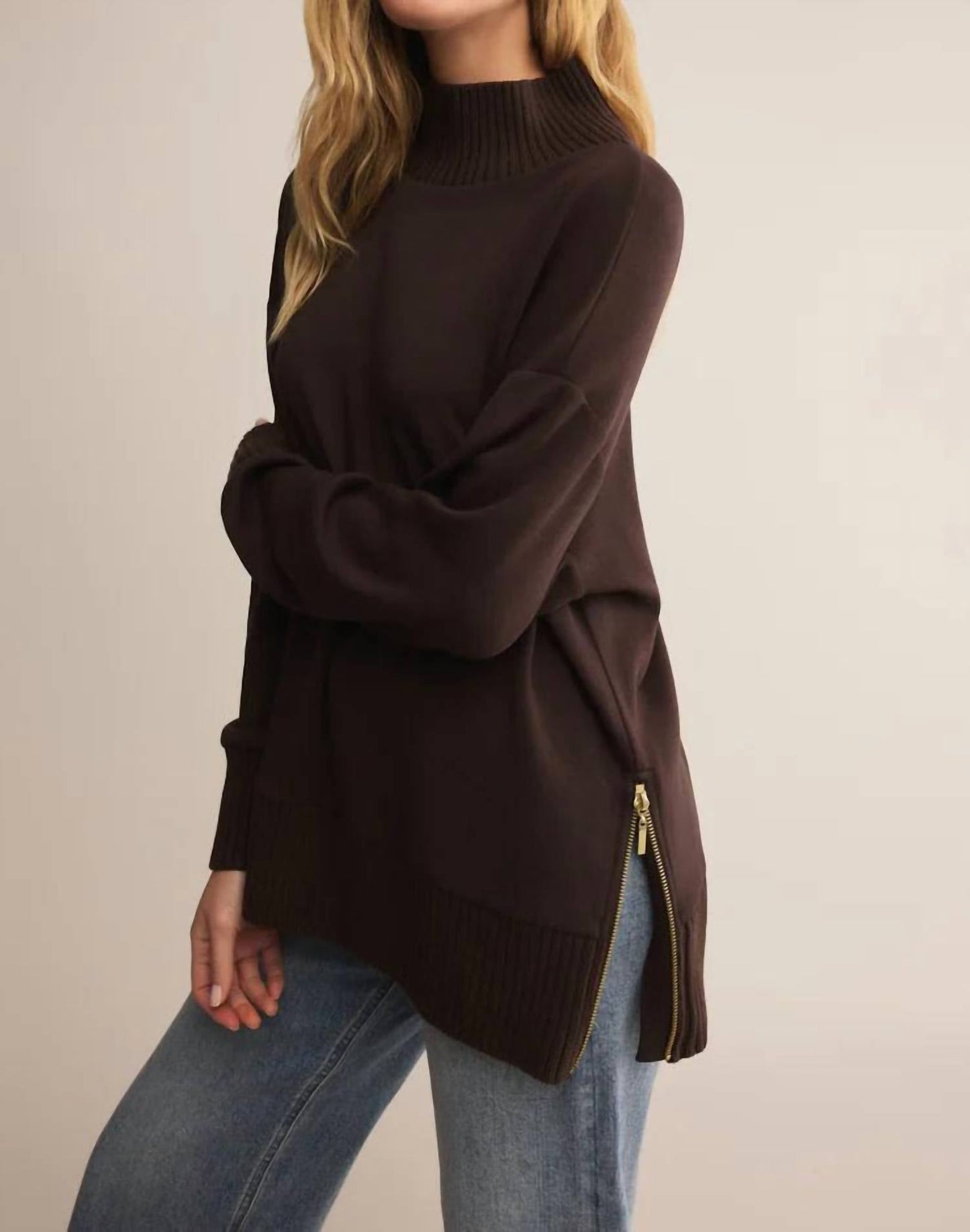 Z Supply - Sable Luxe Rib Mock Neck Sweatshirt
