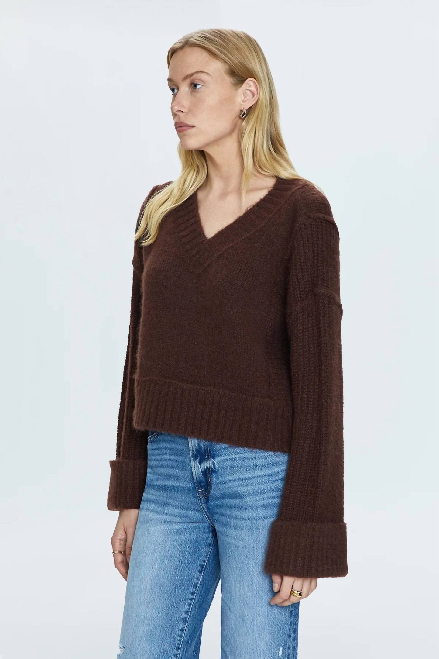 Pistola - Joy Cropped Boxy V Neck Sweater Top