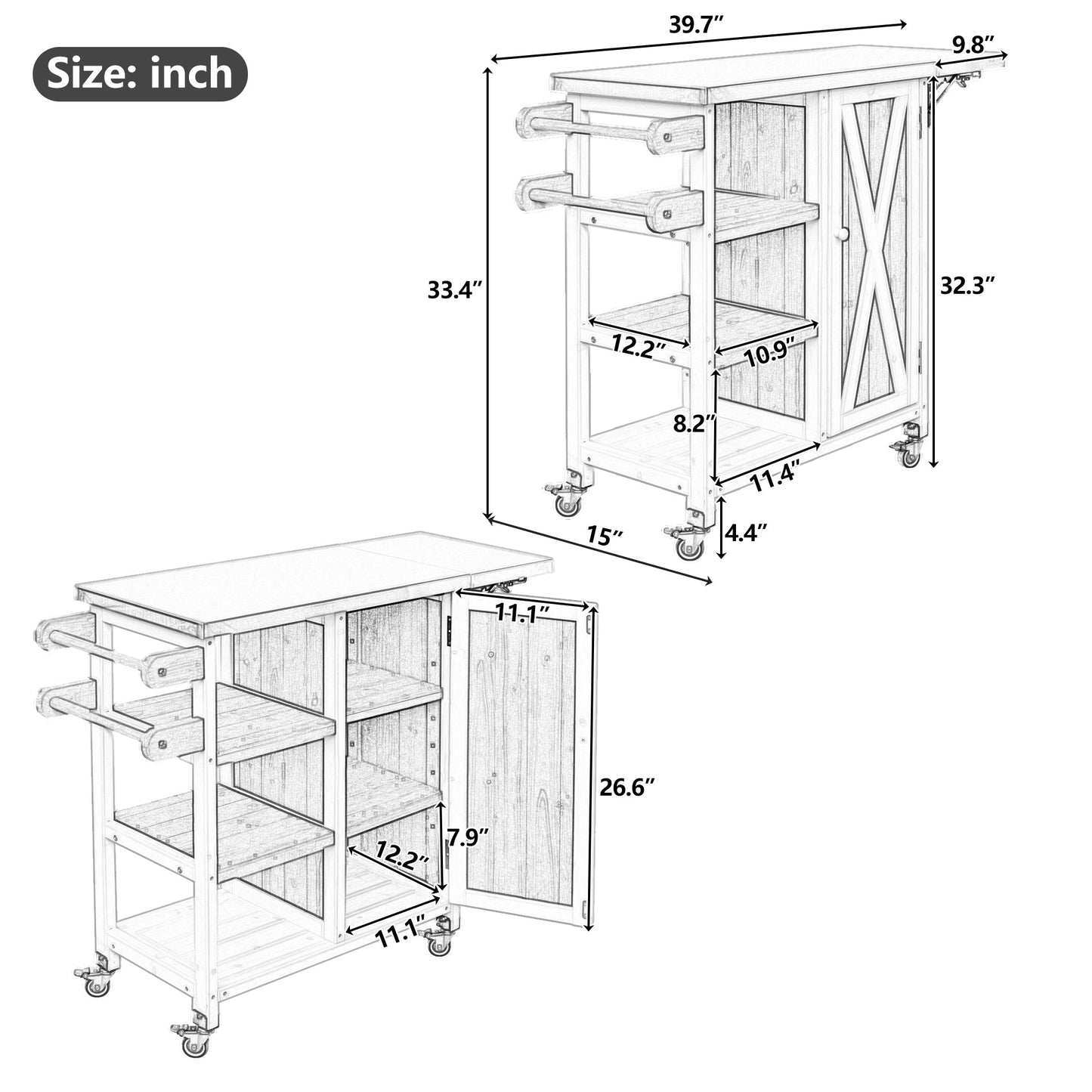 Foldable Outdoor Kitchen Island Patio Prep Station