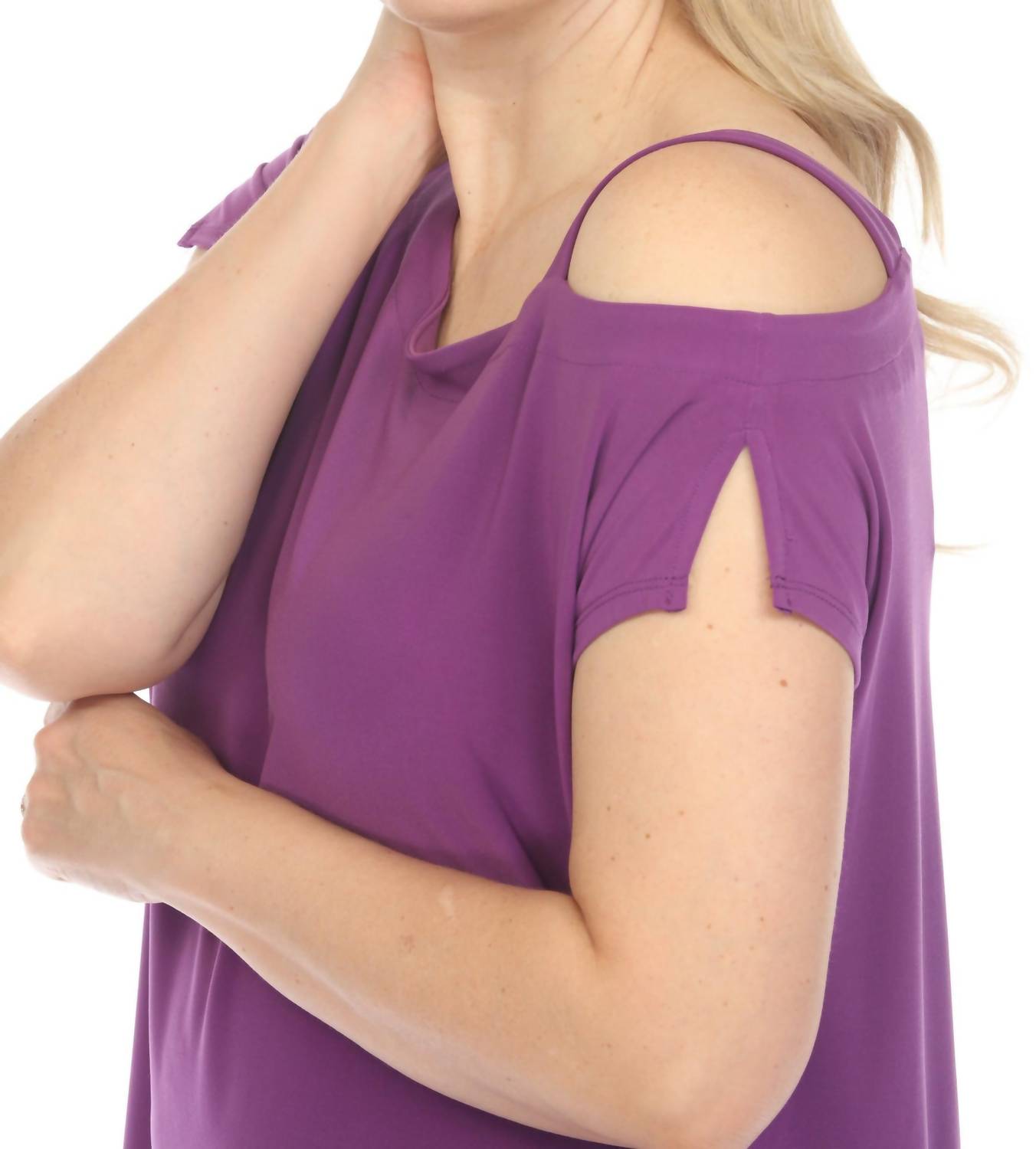 Joseph Ribkoff - Cold-shoulder Asymmetric Shift Dress