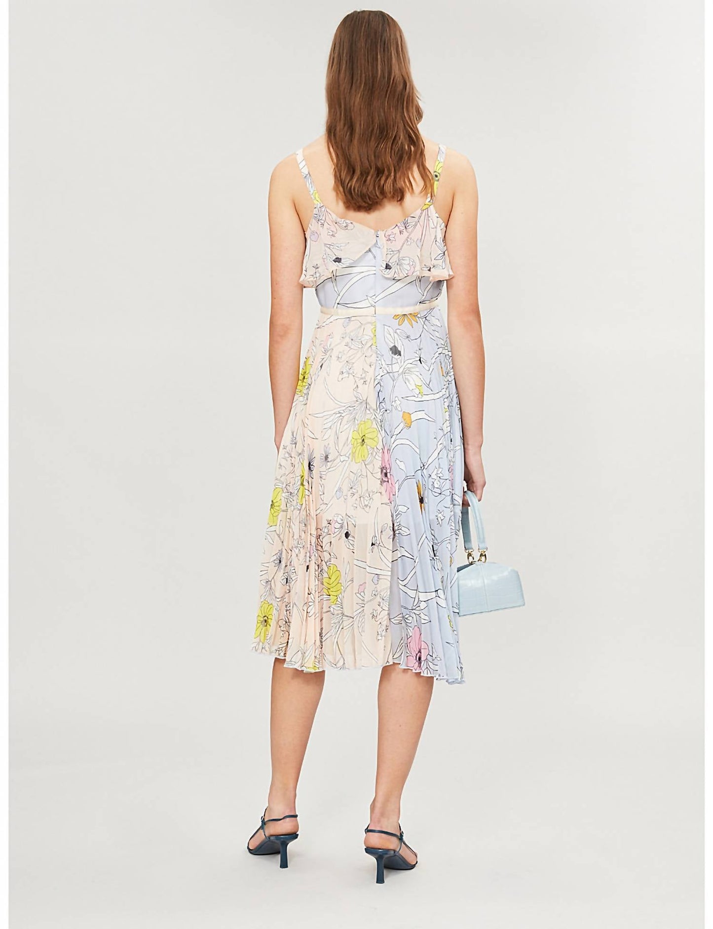 टॉपशॉप - फ्लोरल प्रिंट मिडी प्लीटेड ड्रेस