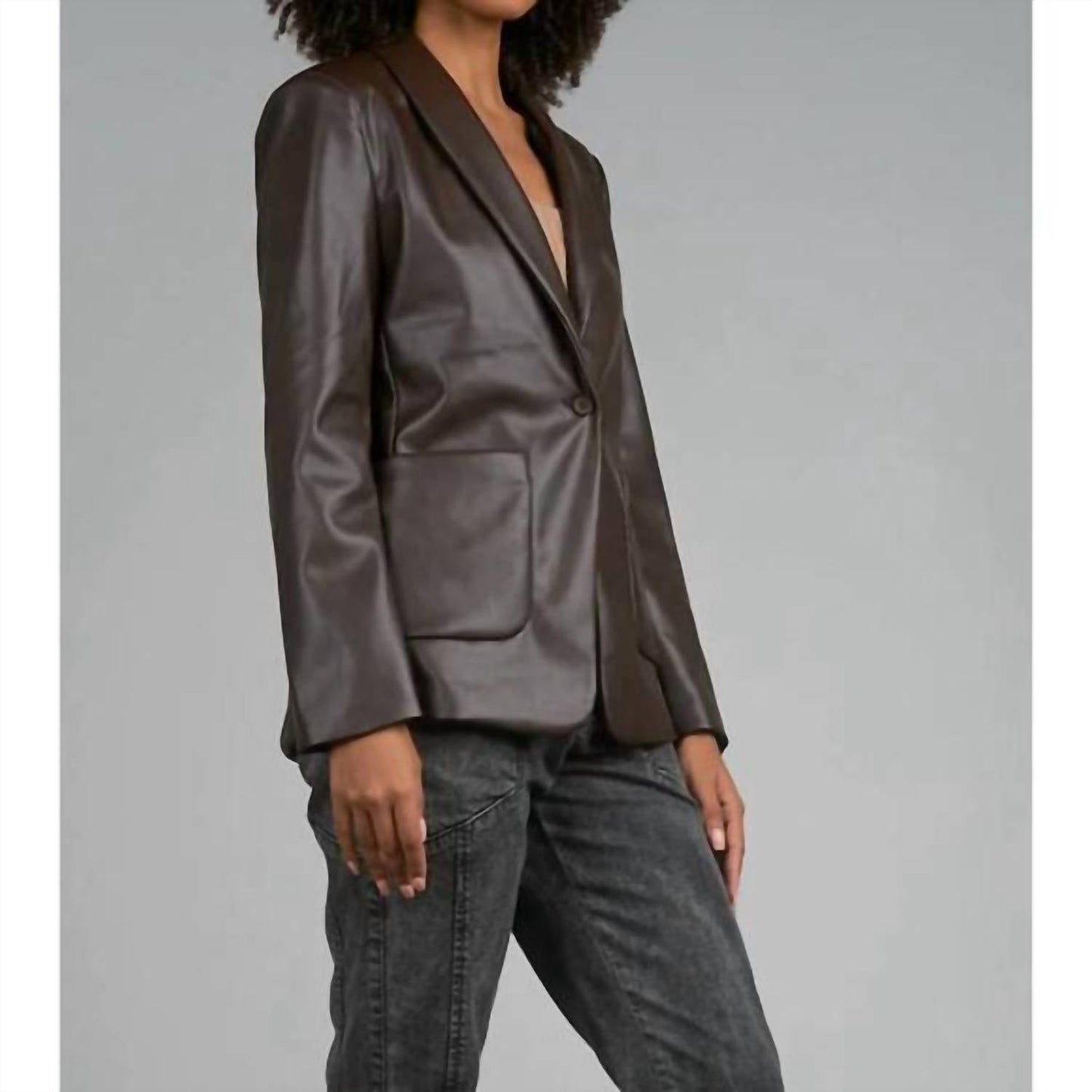 Elan - Faux Leather Blazer