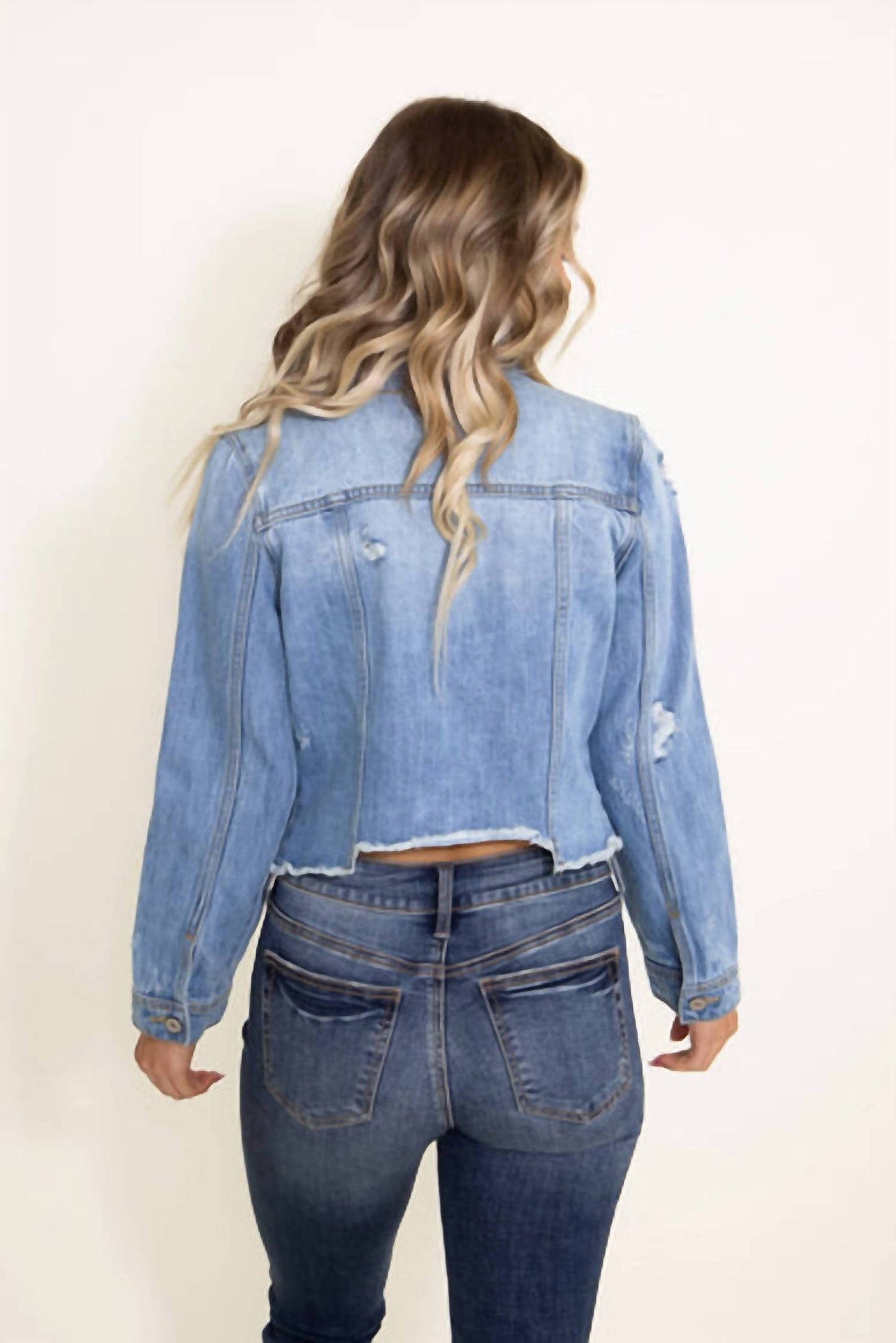 Kancan - Destructed Hem Denim Jacket