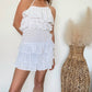 Olivaceous - Crena Asymmetrical Smocked Ruffle Mini Dress