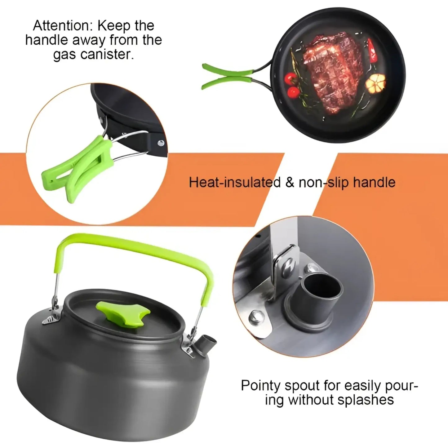 Camping Cookware Set with Stove and Kettle 16pcs