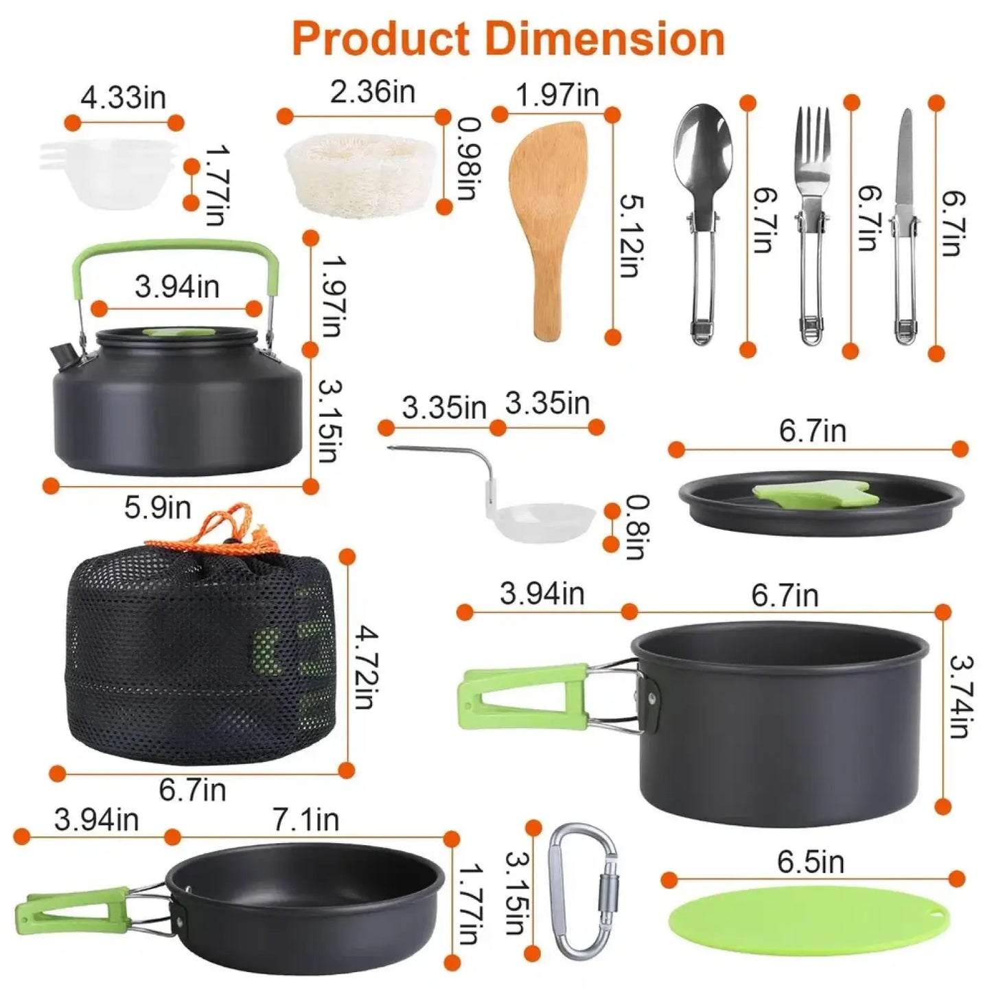 Camping Cookware Set with Stove and Kettle 16pcs