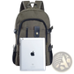 Canvas Backpack Men's Olive Green Student Bag