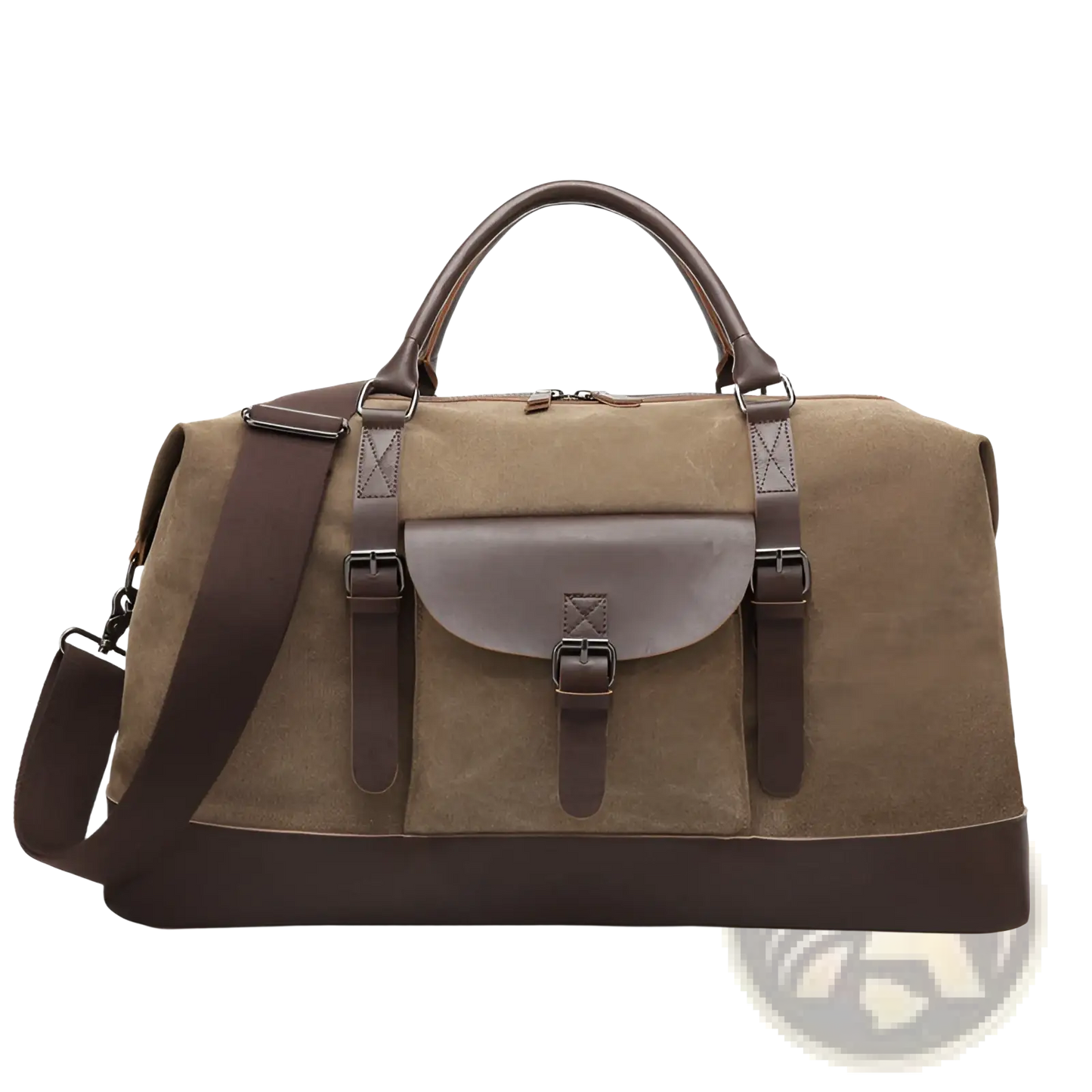 Canvas Duffel Bag Large Travel Handbag with Leather Trim