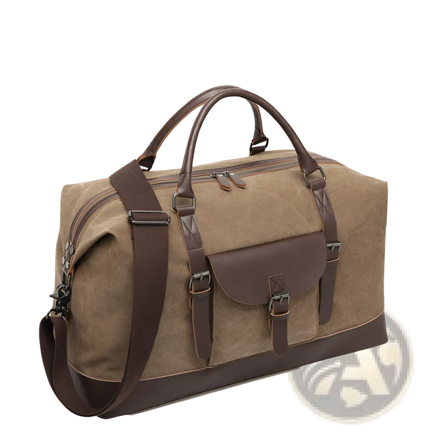 Canvas Duffel Bag Large Travel Handbag with Leather Trim