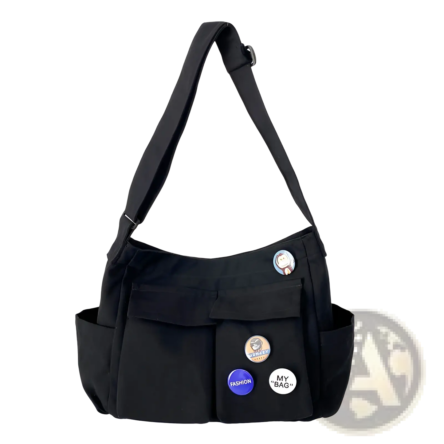 Canvas Shoulder Bag Large Multi Pocket Retro Tote