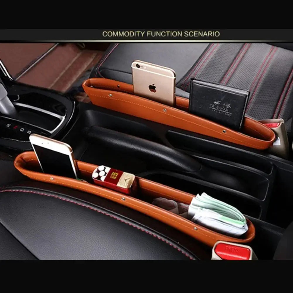 Premium Pu Leather Car Seat Gap Organizer with Rivets