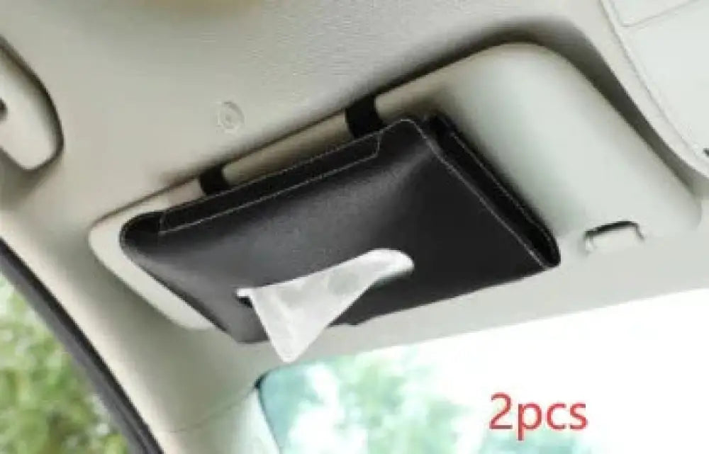 Premium Leather Car Sun Visor Tissue Box Holder