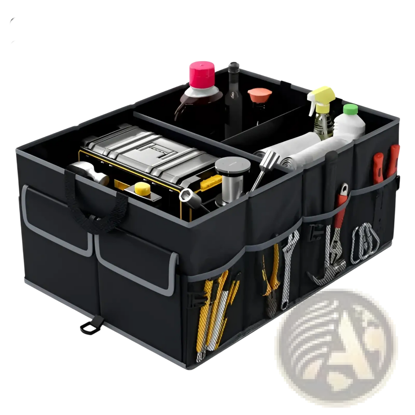 Car Trunk Organizer 13 Gallon 3 Compartments Black