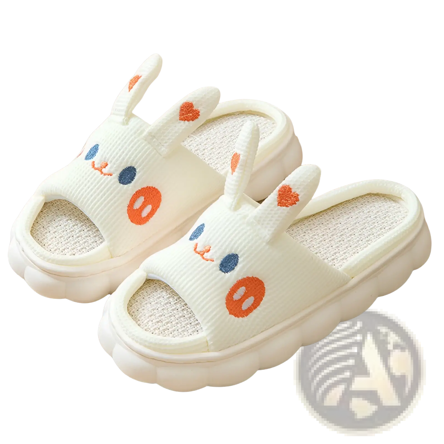 Cartoon Animal Embroidered Open Toe Linen Slippers