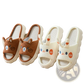 Cartoon Animal Embroidered Open Toe Linen Slippers