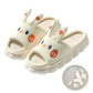 Cartoon Animal Embroidered Open Toe Linen Slippers