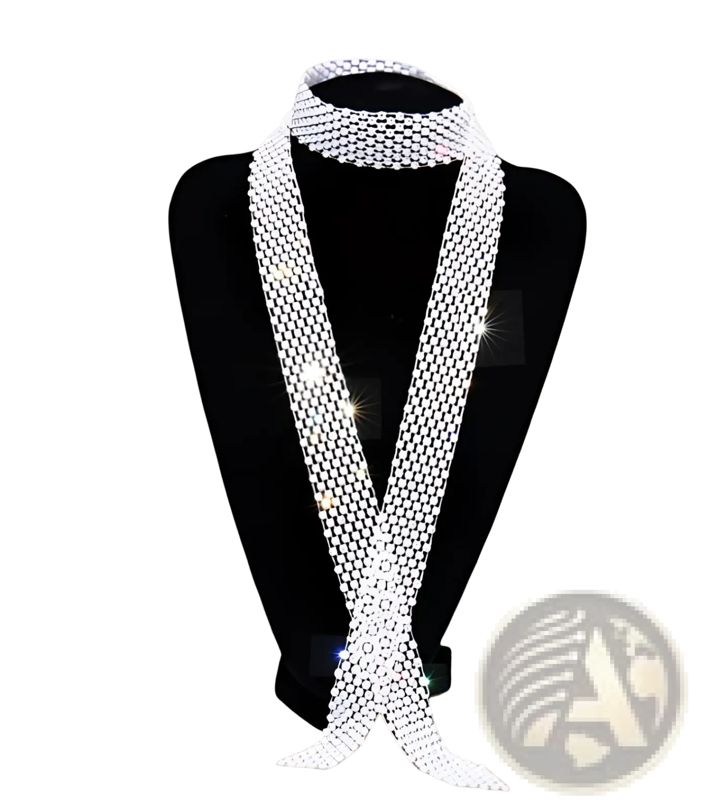 Cascading White Crystal Multi Strand Choker Necklace
