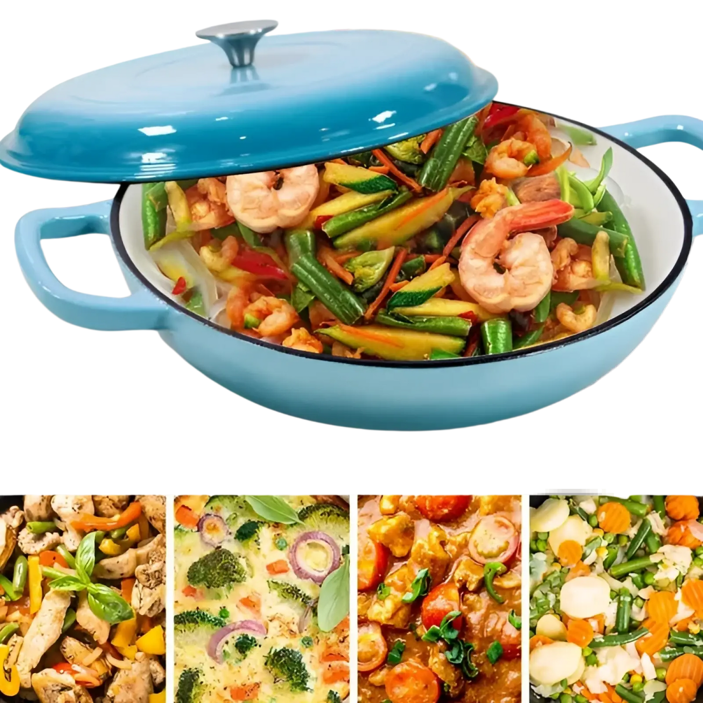 Cast Iron Braiser 3.8 Qt Enameled Casserole Pot