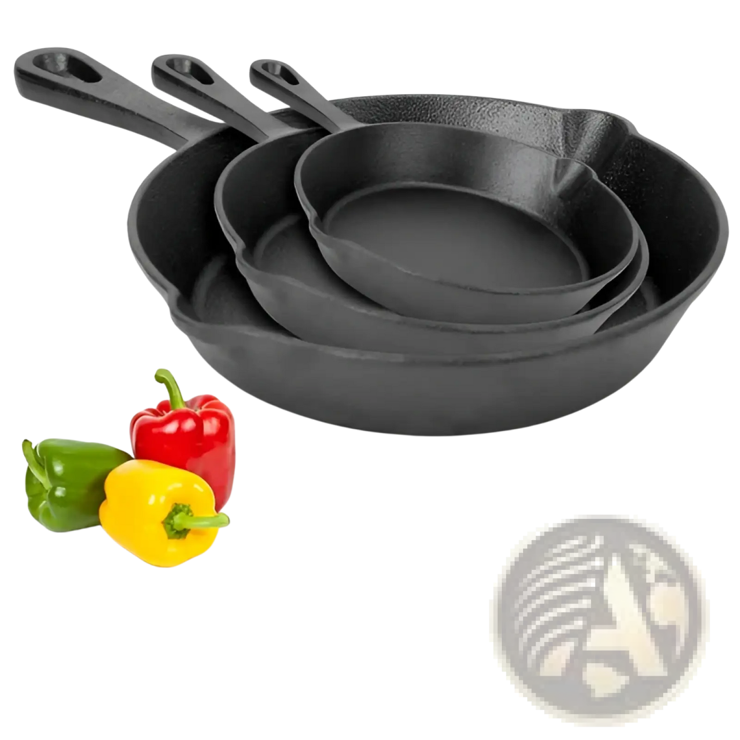 Cast Iron Skillet Set Pre Seasoned 3 Piece Cookware
