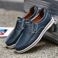 Men's British Leather Striped Sole Slip on Shoes