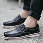Men's British Leather Striped Sole Slip on Shoes