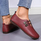 Women's Square Toe Leather Button Loafers