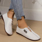 Women's Square Toe Leather Button Loafers