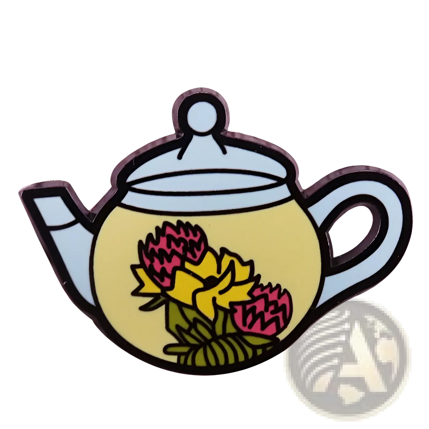 Cat Witch Teapot Enamel Pin Whimsical Copper Brooch