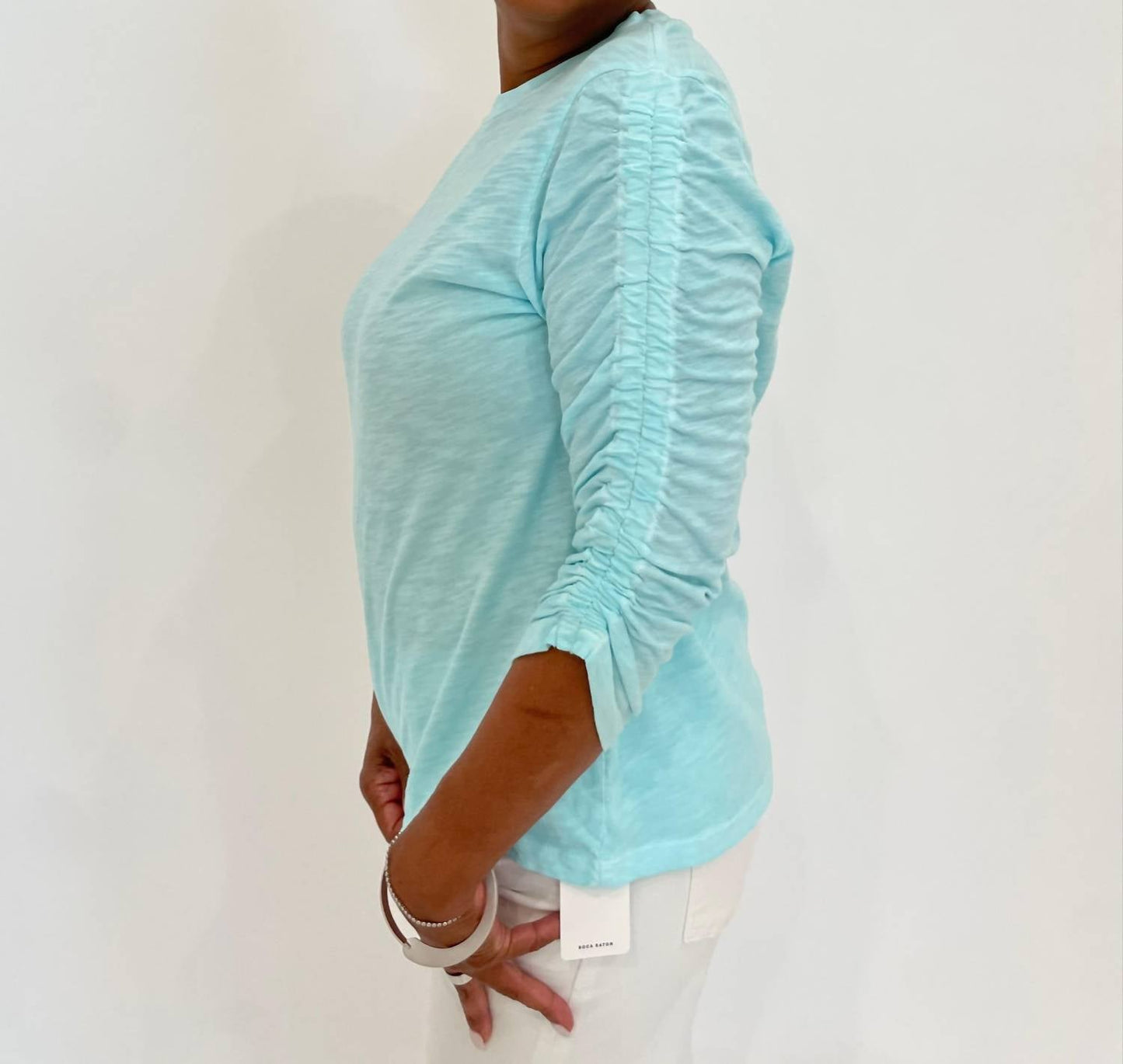 Elliott Lauren - Hannah Crew Neck Ruched Sleeve Tee