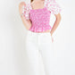 2.7 August Apparel - Contrast Floral Smocked Top