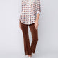 Charlie B - Corduroy Asymmetrical Hem Bootcut Leg Pants