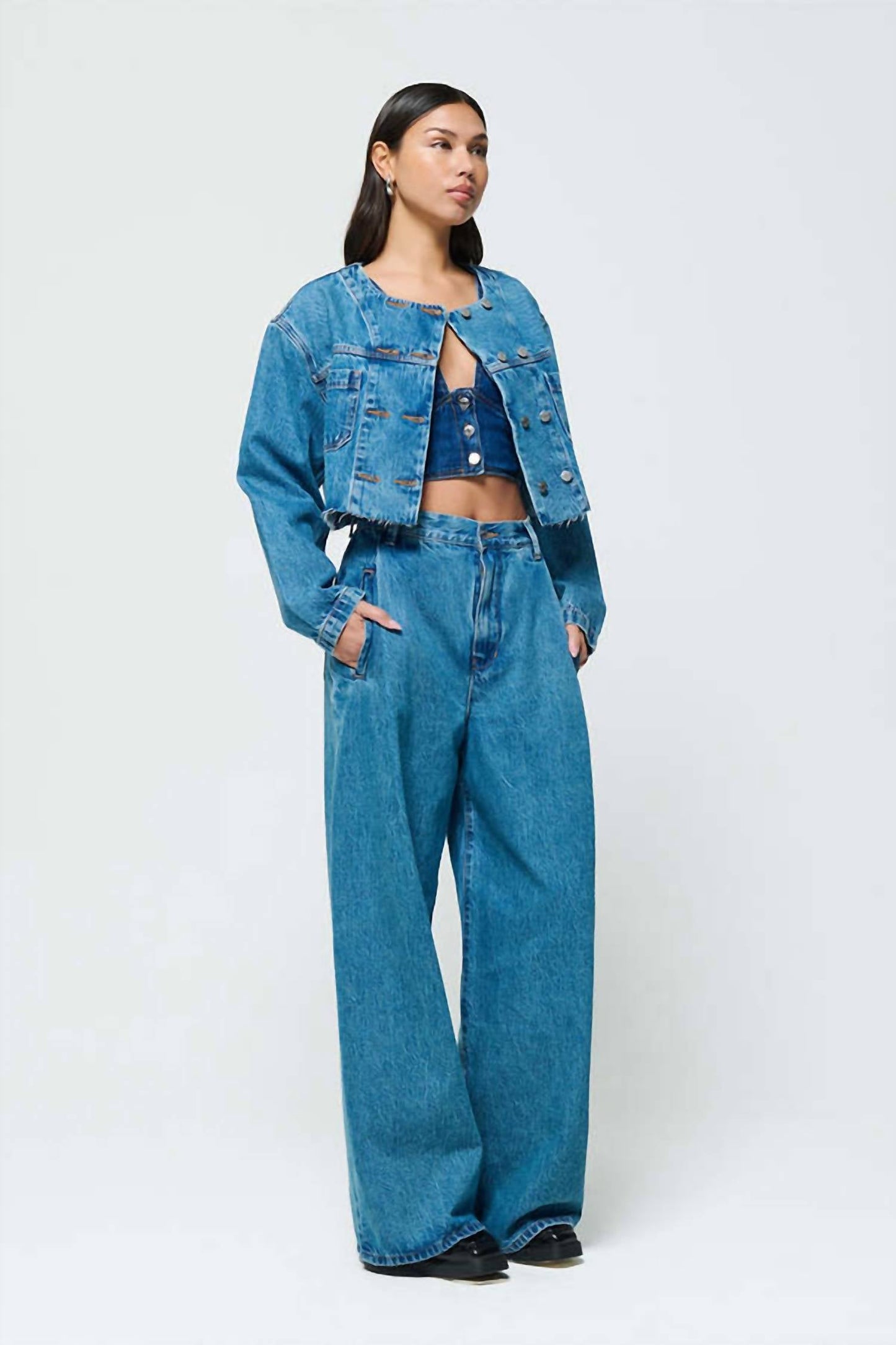 Etica - Raven Pleated Wide Leg Jean