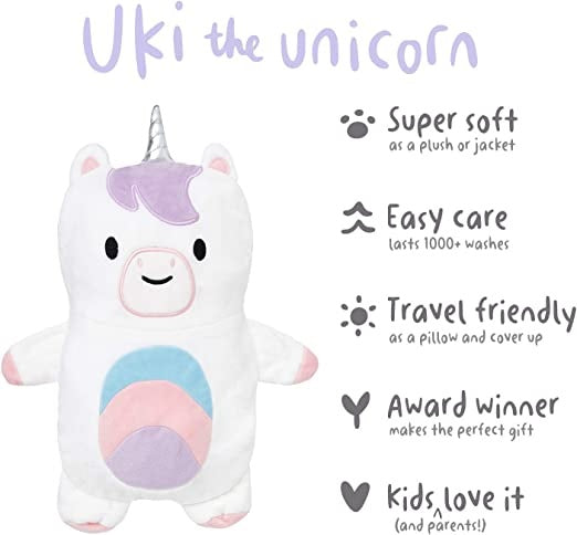 Cubcoats Transforming 2 in 1 Uki Unicorn 2-in-1 Stuffed Animal Hoodie White