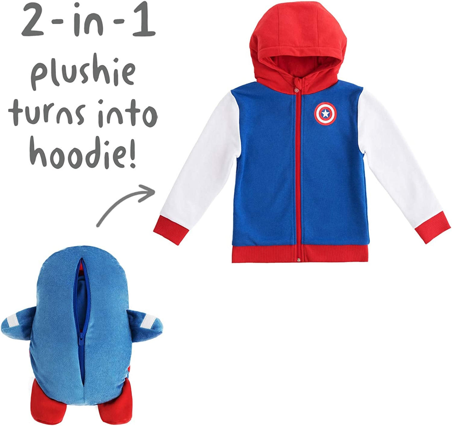 Cubcoats 2-in-1 Transforming Unisex Captain America Classic Zip-up Hoodie Blue