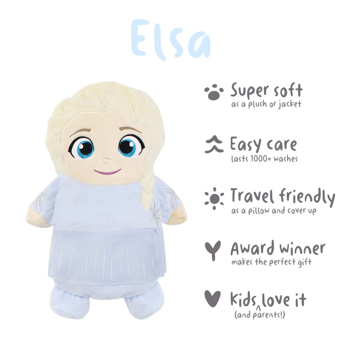Cubcoats Transforming 2 in 1 X Disney Frozen(TM) Elsa 2-in-1 Stuffed Animal Hoodie Blue