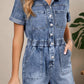 Aapparella - Short Sleeve Denim Button Front Romper